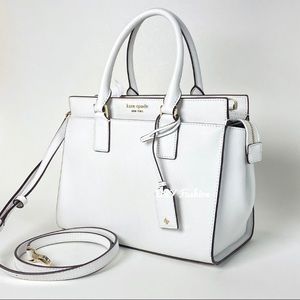 Kate Spade Cameron Medium Satchel Crossbody Handbag in White Dove